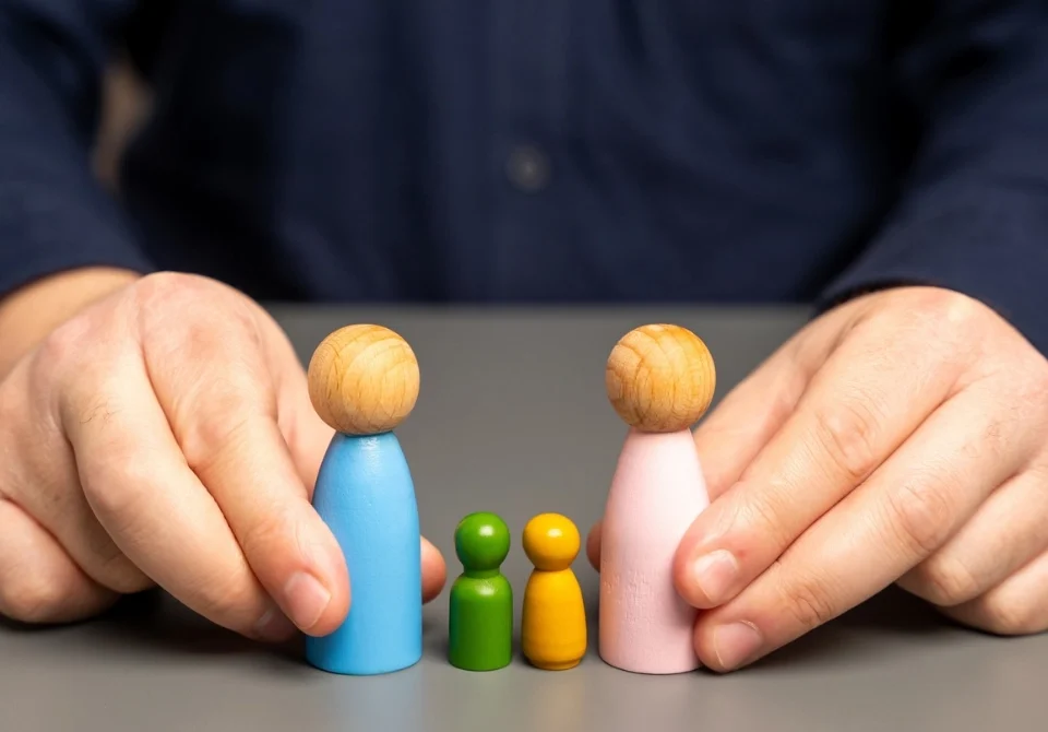 Manos protegiendo cuatro figuras de familia que simbolizan la reagrupación familiar en España con la nueva ley